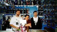 Bryan Johnson, Ming Chen and Walt Flanagan inside the Stash